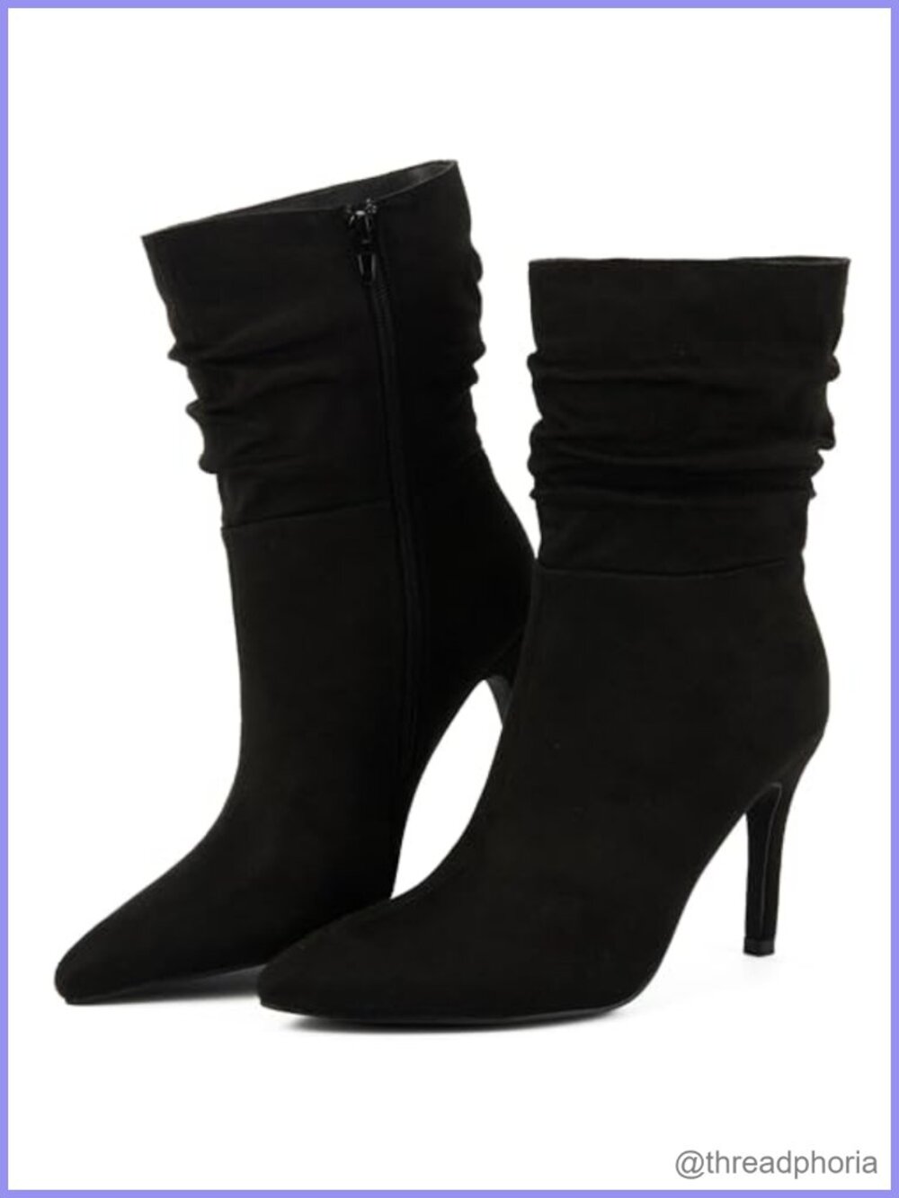 Faux Suede Stiletto High Heel Pointed Toe Slouchy Ankle Boots Dressy